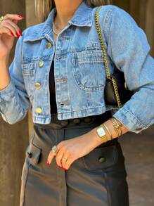 Women Denim Jackets & Coats - Medium Wash - View 1