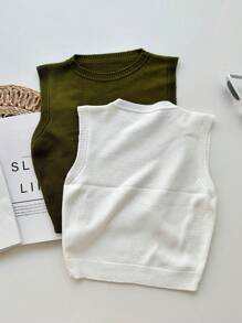 Women Knit Tops - Army Green - View 2