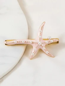 1 件儿童多色海星形仿珍珠鳄鱼发夹发夹，复古时尚发饰，适合生日、日常佩戴和拍照 - A - 查看 6