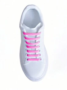 Conjunto de 16 piezas de Cordones de silicona sin necesidad de atar, Cordones elásticos adecuados para zapatillas, zapatos casuales y zapatos deportivos - Rosa rojo - Ver 2