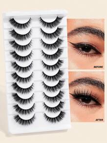 MAGEFY 10 Cặp Lông Mi Giả Lông Mi Giả Làm Dày Lông Mi Giả Từ Tính Uốn Cong Mềm Mại Thích Hợp Cho Tiệc Tùng Quà Tặng Cho Phụ Nữ & Bé Gái Lông Mi Giả Lông Mi Tự Nhiên, Lông Mi, Lông Mi Giả - màu đen - Xem 5