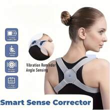 Smart Posture Corrector With Vibration – Comfortable Support For Back And Clavicle - Grey - View 3