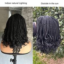 Peluca trenzada corta para mujeres, resistente al calor, peluca trenzada de ganchillo tipo bob, cabello sintético trenzado africano, peluca bob de moda - Negro - Ver 5