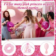 15 Pezzi Articoli da regalo per feste rosa, articoli da regalo per feste di trucco, articoli per feste "Andiamo", accessori per capelli che includono 5 piccoli pettini e 5 scrunchies e 5 sacchetti di organza per feste del pigiama e forniture per feste di spa