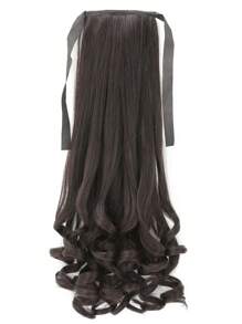 Clip In Ponytail Extension Wrap Around Long Curly Wave Pony Tail Hair 18 Inch Synthetic Hairpiece For Women Heat Resistant Black Brown - Brown - View 2