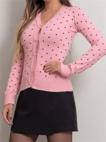 Women Cardigans - Màu hồng gỉ - Xem 1