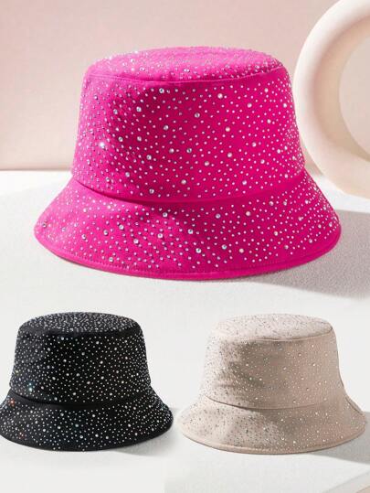1 件手工制作闪亮 AB 水钻女士时尚防晒渔夫帽