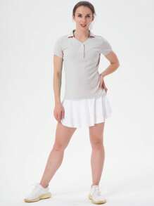 Women's Tennis Polo T Shirts Lightweight Moisture Wicking Short Sleeve Shirt Quick Dry UV Protection 3-Button Summer Light Color Golf Polo Shirt Baseball Collar Women Clothing