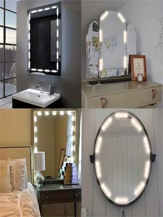 1 pieza Luz de espejo táctil 6/42 LED, luz de tocador LED, instalación adhesiva, brillo ajustable, luz USB, luz decorativa elegante para vestidor y espejo de baño (no incluye espejo)