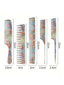 5pcs Anti-Static Hair Brush Set, Household Styling Comb For Long Straight & Curly Hair - Multicolor - View 9