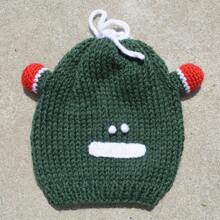 Kid's Beanie Hat Hand-Knitted Frog Wool Beanie Cap