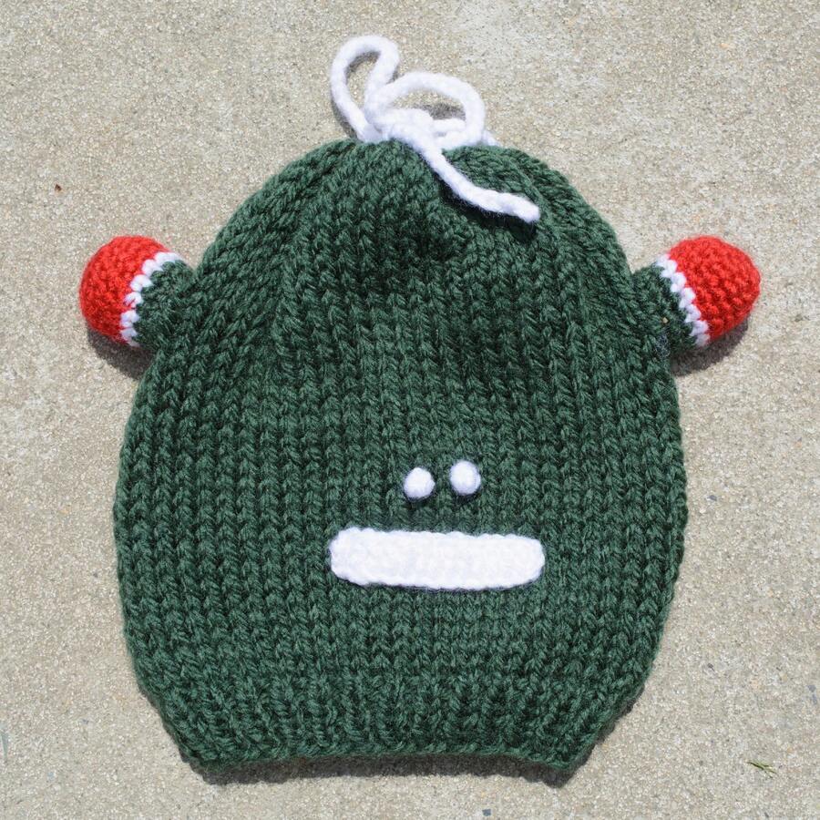 Kid's Beanie Hat Hand-Knitted Frog Wool Beanie Cap