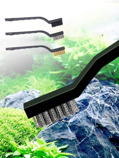 3pcs/Set Steel Wire Brush Aquarium Algae Cleaning Brush Nylon Brush Aquarium Cleaner Fish Tank Brush