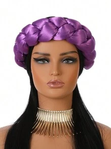 1pc Multicolor Women's Elastic Bonnet, Satin Twisted Candy Color Hair Ties With Retro Style Hair Sleep Cap Sleep Bonnet - Satin Hair Tie - View 9