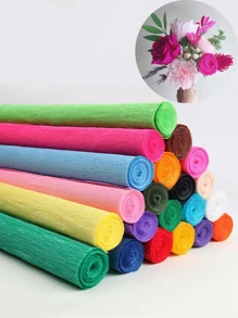 1pc 19.68in*98.42in Colored Crepe Paper Roll Origami Crinkled Crepe Paper Craft Dly Flowers Decoration Gift Wrapping Paper Craft Valentines