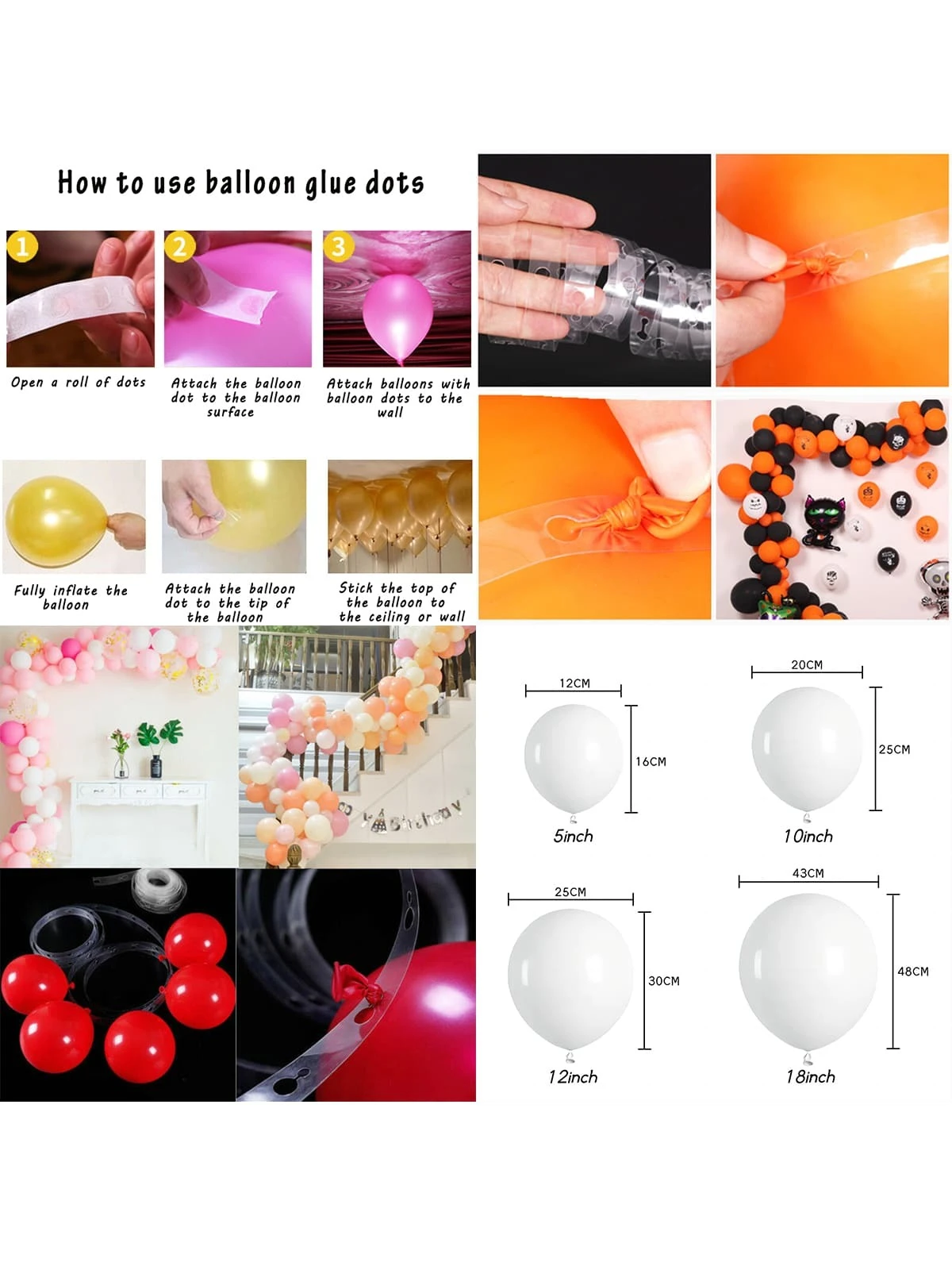 6 Palloncini Bianchi Facce Di Halloween - Foto 4