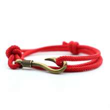 Vintage Fish Hook Man Bracelets Accessories Male Double Layer Lucky Bracelet Braided Bracelet Adjustable Gift For Him ﻿ ﻿