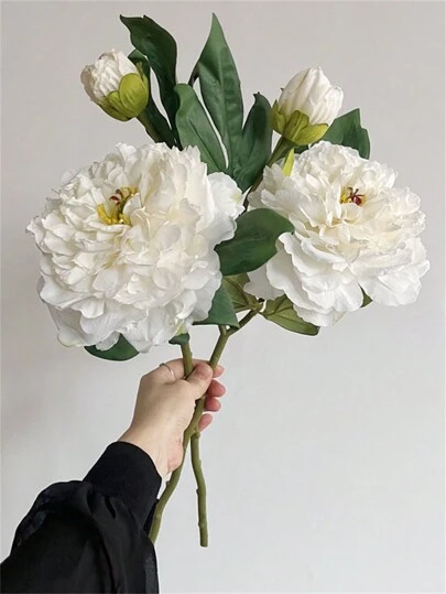 1 件/2 件/3 件优质烤边牡丹花装饰，家居客厅人造花饰品（白色、浅粉色、深粉色、粉紫色、蓝色），情人节、生日毕业礼物、花园装饰、户外植物、园艺、假花