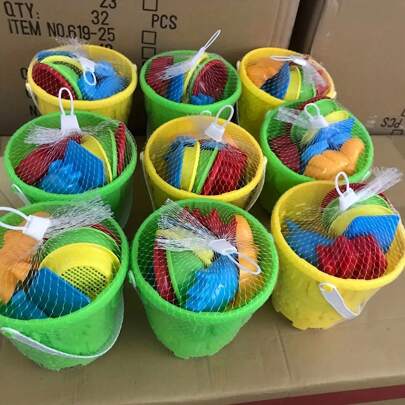 Juego de playa para niños, cubeta de castillo, juegos de bebé, excavación de arena, pala y cubeta, juguetes de arena de playa, colores y formas aleatorios
