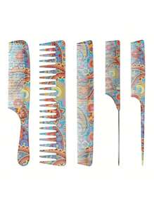 5pcs Anti-Static Hair Brush Set, Household Styling Comb For Long Straight & Curly Hair - Multicolor - View 11