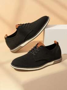 Men's Casual Dress Oxfords Shoes Business Formal Derby Sneakers Valentines - 黑色 - 查看 1