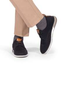 Men's Casual Dress Oxfords Shoes Business Formal Derby Sneakers Valentines - 黑色 - 查看 3