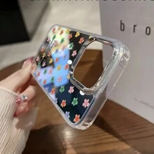 Lustrzany kolorowy wzór kompozycji kwiatowej nadrukowany przezroczysty miękki pokrowiec kompatybilny z iPhone 11 12 13 14 15 Pro/Plus/Promax