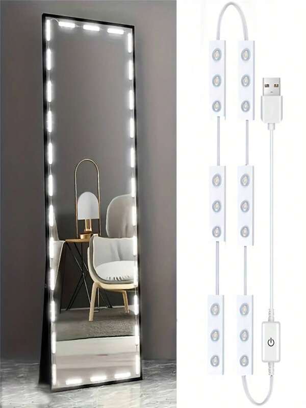 1 peça Luz de Espelho de Toque LED 6/42, Luz de Vestir LED, Instalação de Rosca, Brilho Ajustável, Luz USB, Luz Decorativa Elegante para Espelho de Banheiro e Penteadeira (Espelho não incluído)
