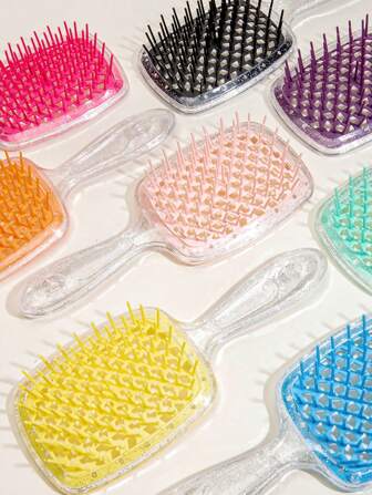 Shiny Detangling Hair Brush 1pc Transparent Sparkling Hollow Hairdressing Comb Hair Styling Comb Anti Static Scalp Massage Hair Comb For Wet Or Dry Hair Styling Tools Transparent Comb, For Wet Or Dry Hair Styling Tools Detangler Natural, Brush Massage Brush Natural Hair, Straight & Natural Hair - Gentle Detangling Hair Brush For Women, Hair Brush, Comb,Hair Brush,Slick Back Brush,Styling Brush,Curly Hair Brush,Edge Brush,Hair Comb,Brush Hair,Hair Brush Set,Comb Hair,Comb For Curls,Detangling Brush,Hair Brush For Women,Hair,Travel,Hair Products,Hair Tools,Hair Stuff,Barber,Barber Accessories,Barbershop,Hairdressing Equipment