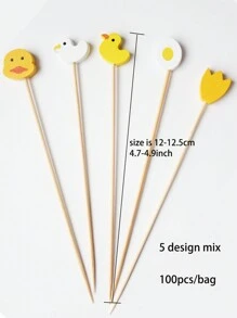 100pcs/Pack Cute Cartoon Egg Chick Fruit Sign Decorations - Multicolor - View 3