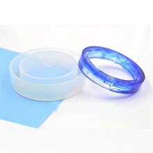 1pc DIY Resin Casting Mould For Flower Bangle Bracelet, Round Shape With Straight Tube, Made Of Silicone - White - View 7