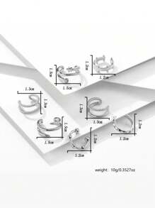 7件套C形合金扭星夹式耳环套装，无需耳洞 - 耳夾套裝 - 查看 5
