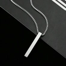 1 Peça colar masculino de estilo minimalista e Hip-Hop em Aço Inoxidável em forma de Cubo, Colar Pingente Retangular em Aço Titânio