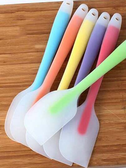 1入組矽膠隨機實心抹刀半透明矽膠大號抹刀廚房耐高溫蛋糕烘焙工具