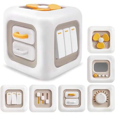 1st Busy Cube för barn Sensory Busy Board Reseleksak för småbarn Pedagogiska Leamning-leksaker Montessori-leksaker för bebisar Sensorisk fingerträning Födelsedagspresent,tillbehör Slumpmässig färg