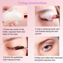 Eyelash Extension Cleanser, Lash Shampoo For Lash Extensions With Eyelash Brush For Makeup Remove Lash Bath For Cluster Lashes Wash Lash Cleaning Kit - Pink - View 3