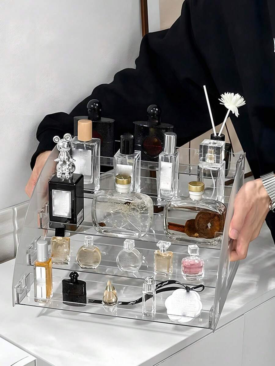 1 pieza, estante de exhibición de perfume, usado para exhibición y almacenamiento de perfumes, fragancias, cosméticos. Regalos para amantes - transparente - Ver 1