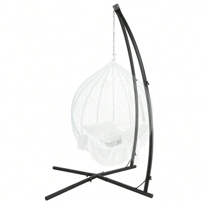 Hammock Chair Stands, Hanging Metal C-Stand For Chair, Indoor/Outdoor Heavy Duty Steel Solid Air Porch Egg Swing Stand Only Construction For Patio Deck Yard, 360-Degree Rotation, Max Load 330lb