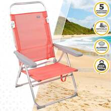 Silla playa plegable aluminio 5 posiciones Flamingo 48X57X99 cm con asa. ✅ Entrega 24/48h a España (península) - Mesas y Sillas de Playa - Camping - Muebles Para El Aire Libre - Color Baby - Ref. 62630 - Ver 3