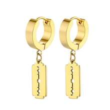 Fashion Stainless Steel Razor Blade Shape Drop Cocktail Partty Biker Earrings  Men Women Girl Gift - Multicolor - View 4