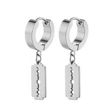 Fashion Stainless Steel Razor Blade Shape Drop Cocktail Partty Biker Earrings  Men Women Girl Gift - Multicolor - View 3