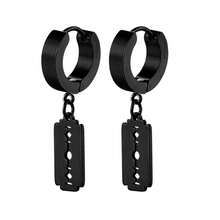 Fashion Stainless Steel Razor Blade Shape Drop Cocktail Partty Biker Earrings  Men Women Girl Gift - Multicolor - View 2