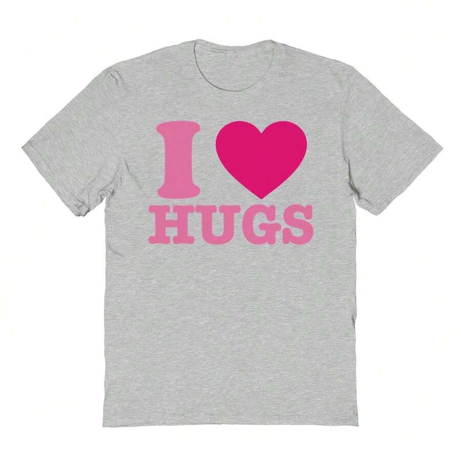 Nearly There I Love Hugs Graphic Cotton Short-Sleeve T-Shirt - 運動灰 - 查看 1