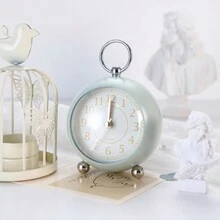 1 Đồng hồ báo thức thạch anh kim loại tối giản, treo tường hoặc để bàn, đồng hồ đèn ngủ đầu giường không phát ra tiếng tích tắc, trang trí cho gia đình và văn phòng - Nhiều màu - Xem 5