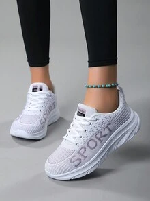 Women's Shoes 2024 New Spring Korean Version Of The Network Surface Breathable Pink Sports Casual Shoes Students All Lightweight Running Shoes, Retro Casual Shoes Female Spring And Autumn Pine Cake Bottom Thick Sole Niche Sports Shoes, Women's Shoes Burst Purple Daddy Shoes Lightweight Breathable Shock Absorption Tide Brand Sports Running Shoes, Ultra-Light Soft Sole Running Shoes Female Shock Absorption Lightweight Non-Slip Sports Shoes Gym Home Treadmill Shoes, Travel Shoes For Women Soft Sole Ultra-Lightweight Middle-Aged Mother Square Dance Shoes Sports Fitness Shoes, Nurse Shoes For Women Comfortable Soft Sole Wedged Net Cloth Shoes Beauty Salon Medical Work Shoes Breathable Flat Little White Shoes Low Heels, Team Performance Dance Shoes Soft Sole Thick Sole Square Dance Shoes Ghost Walk Shoes White Dance Shoes For Women, Four Seasons Dance Shoes For Women Breathable Net Surface Shaking Shoes Soft Sole Professional Square Dance Shoes, - White - View 3