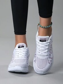 Women's Shoes 2024 New Spring Korean Version Of The Network Surface Breathable Pink Sports Casual Shoes Students All Lightweight Running Shoes, Retro Casual Shoes Female Spring And Autumn Pine Cake Bottom Thick Sole Niche Sports Shoes, Women's Shoes Burst Purple Daddy Shoes Lightweight Breathable Shock Absorption Tide Brand Sports Running Shoes, Ultra-Light Soft Sole Running Shoes Female Shock Absorption Lightweight Non-Slip Sports Shoes Gym Home Treadmill Shoes, Travel Shoes For Women Soft Sole Ultra-Lightweight Middle-Aged Mother Square Dance Shoes Sports Fitness Shoes, Nurse Shoes For Women Comfortable Soft Sole Wedged Net Cloth Shoes Beauty Salon Medical Work Shoes Breathable Flat Little White Shoes Low Heels, Team Performance Dance Shoes Soft Sole Thick Sole Square Dance Shoes Ghost Walk Shoes White Dance Shoes For Women, Four Seasons Dance Shoes For Women Breathable Net Surface Shaking Shoes Soft Sole Professional Square Dance Shoes, - White - View 9