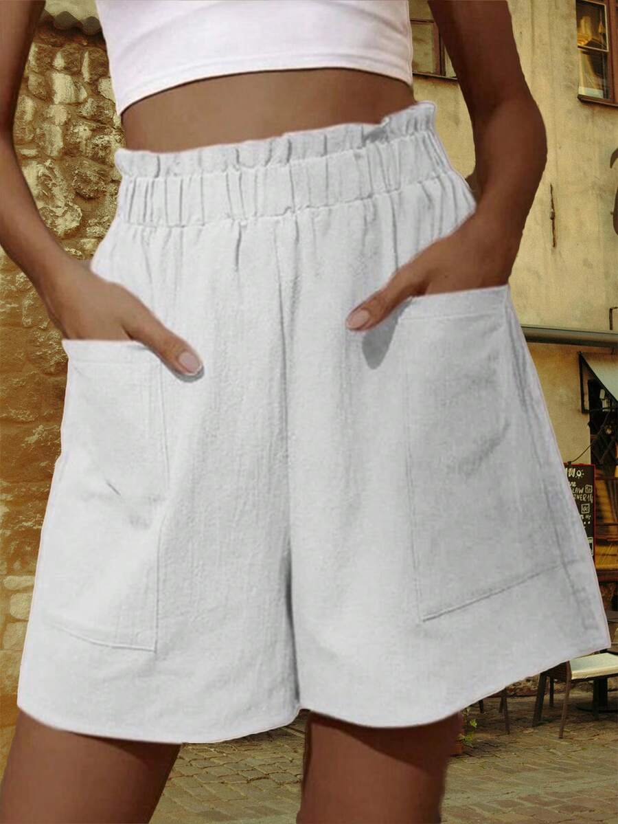 Trajes de Baño: Pantalones Cortos de Lino Palazos Completos para Mujer, una Opción Elegante y Cómoda para los Días Soleados.