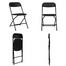 10 Pack Plastic Folding Chair, 300lb Capacity, Portable Commercial Chair With Steel Frame For Home Office Wedding Party Indoor Outdoor Events, Stackable, Black