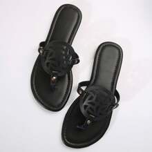 Womens Sandals Shoes Summer Beach Shoes Comfort Walking With Non Slip On Casual - Black - View 4