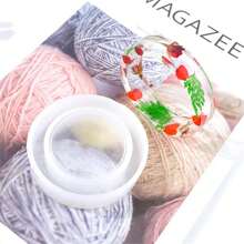 1pc DIY Resin Casting Mould For Flower Bangle Bracelet, Round Shape With Straight Tube, Made Of Silicone - White - View 1